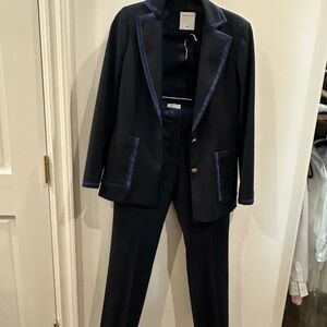 Sandro Navy Suit with Blue Trim and pants